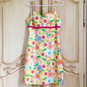 Lilly Pulitzer Fireworks Averill White Label Vintage Dress Sunflowers Daisies